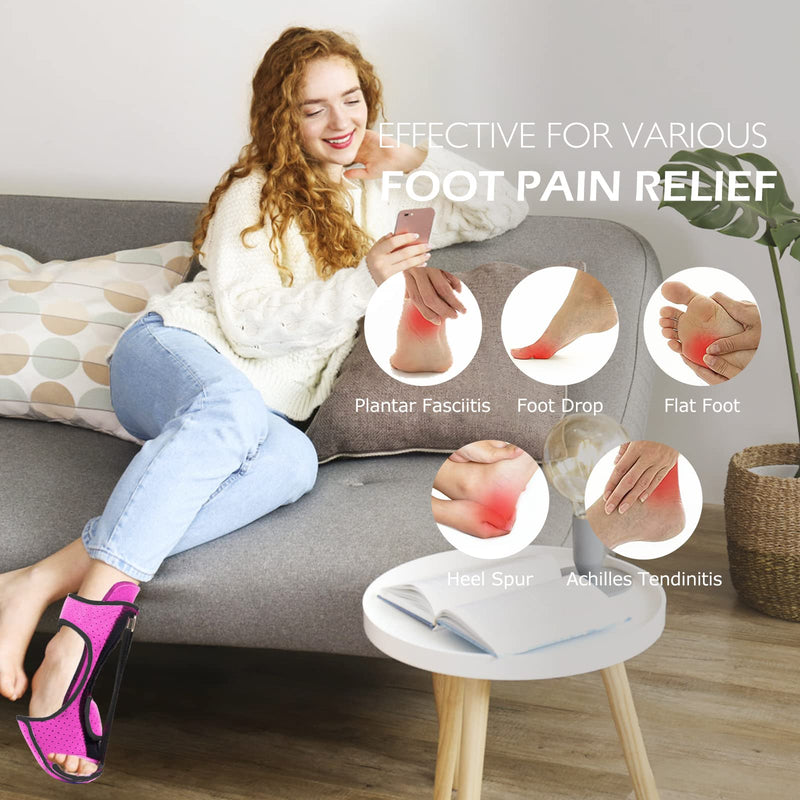 Lamaral Plantar Fasciitis Night Splint: Foot Brace with Massage Ball | Effective for Foot Pain Relief by Plantar Fasciitis Achilles Tendonitis Foot drop Flat Arch Heel Spur | Comfortable & Easy Use for Women Men Rose Red - BeesActive Australia