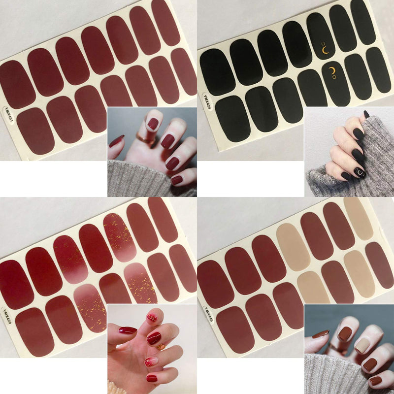 SILPECWEE 30 Sheets Adhesive Nail Polish Strips Stickers 1Pc Nail File Solid Color Ombre Nail Wraps Nail Art Decals Manicure Kit for Women No1 - BeesActive Australia