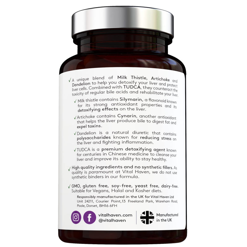 Liver Protector - Complex Formula - Milk Thirsle, TUDCA, Dandelion Roots, Artichoke - Max Potency - Premium Ingredients - Made in The UK - BeesActive Australia