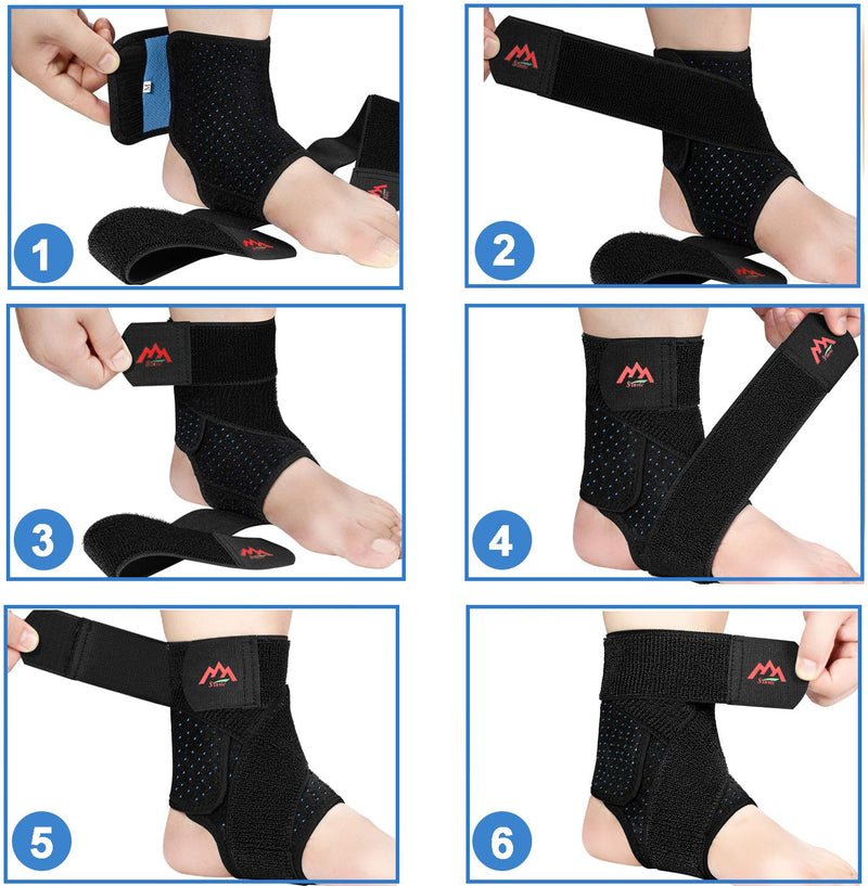 Sinvic Ankle Brace, 2PCS Ankle Braces for Men & Women, Adjustable Compression Ankle Wrap Support for Ankle Protection, Breathable & Comfortable, Ankle Support Brace for Sprains, Sports Injuries and Recovery Medium Classic Black - BeesActive Australia