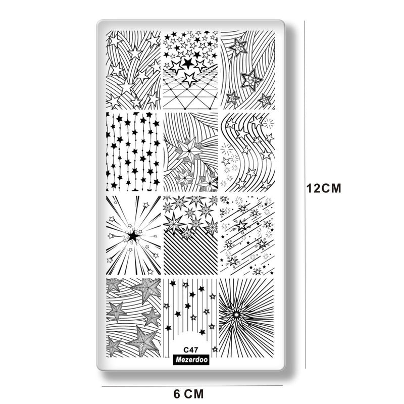 7Pcs Valentine's Day Nail Art Templates Stamping Plate Set Lace Flowers Feather Love Design Nail Art Plate Line Geometric Printing Stencil Tools - BeesActive Australia