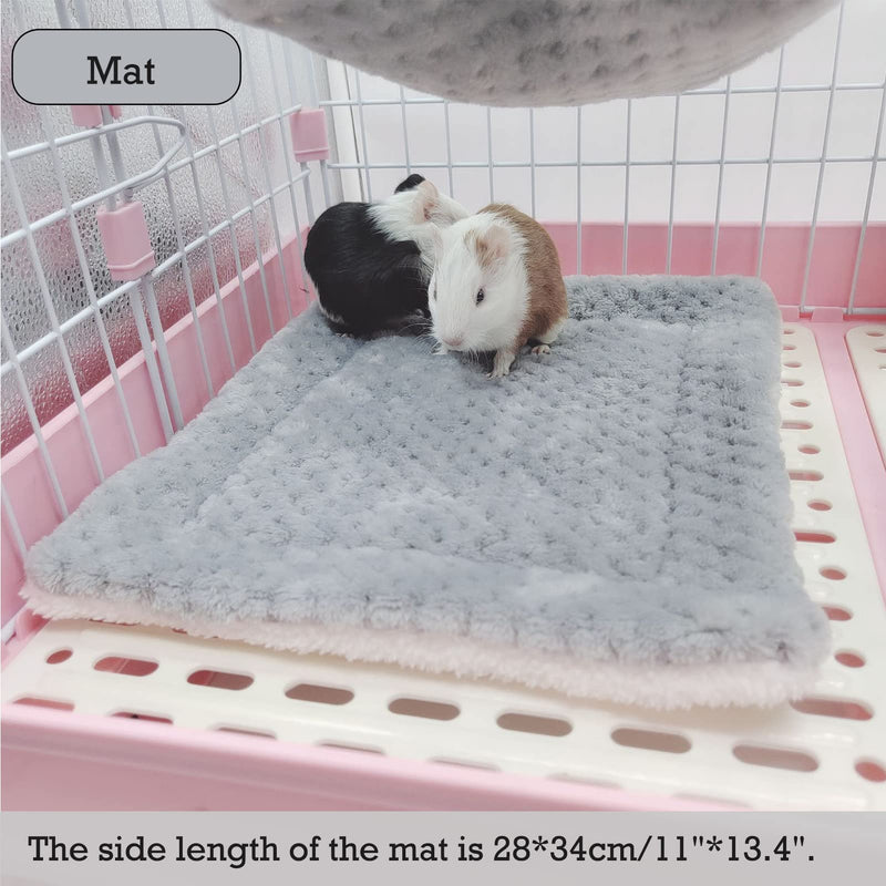 SEIS 3 Pcs Plush Hamster Hammock Set Sugar Glider Hanging Cage Accessories Set Small Animal Hammock Channel Mat for Guinea Pig Rat Gerbil Squirrel Birds Parrot Grey - BeesActive Australia