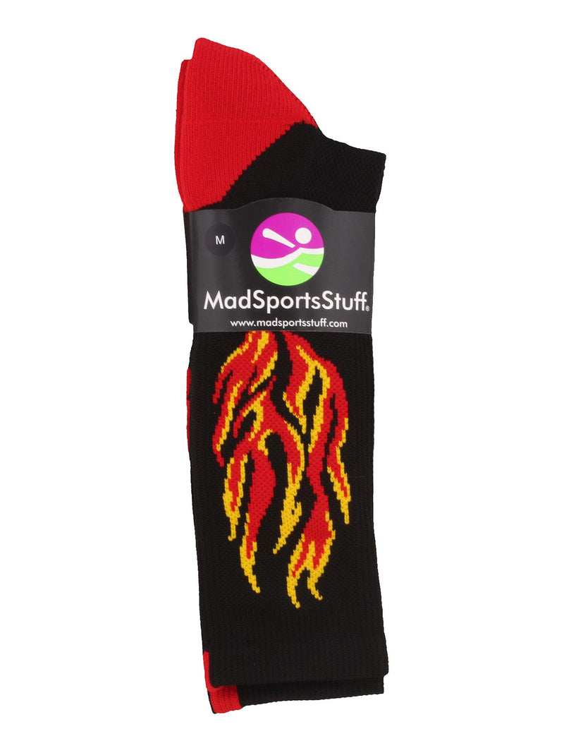 [AUSTRALIA] - MadSportsStuff Flame Athletic Crew Socks (Multiple Colors) Black/Red/Gold Small 