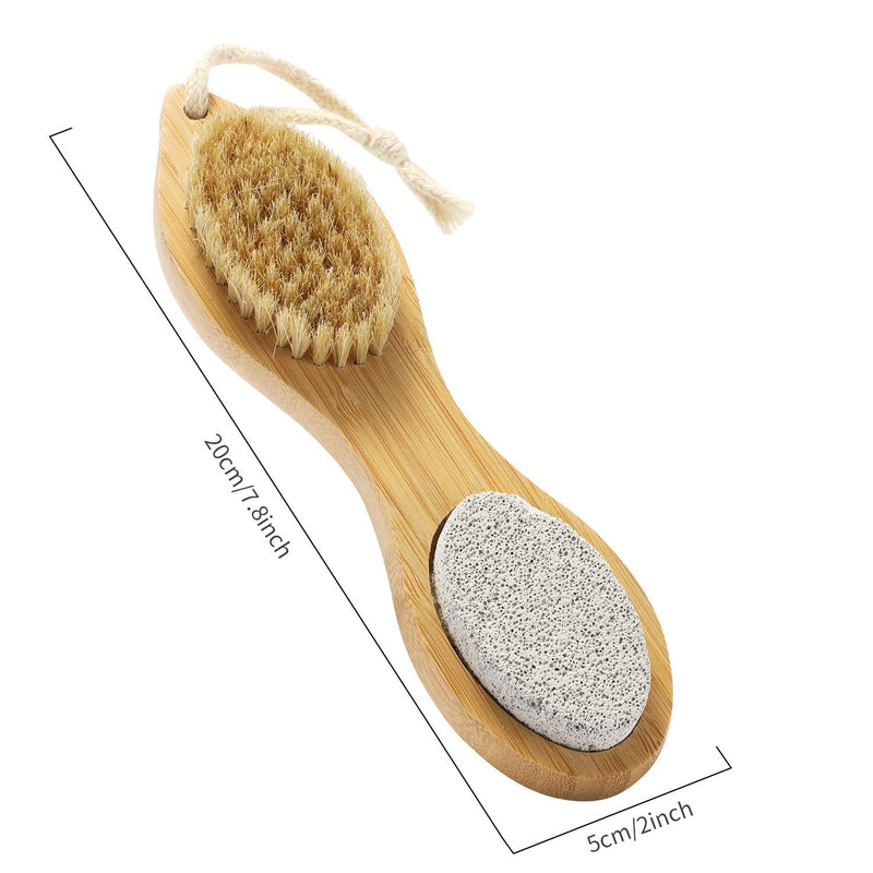 BRTBEE Bamboo 4 in 1 Foot File Callus Remover Multi-functional Foot Scrubber Stainless Steel File Pumice Stone and Foot Brush Foot File Bamboo Foot Brush - BeesActive Australia