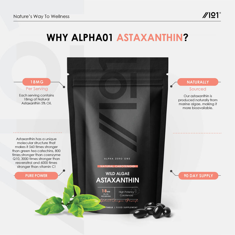 Wild-Algae Astaxanthin Softgel - 18mg - High Potency Antioxidant - Made with Olive Oil for Better Bioavailability - 90 Softgels - No Additives � Non-GMO, Gluten Free. (1 Pack) 1 Pack - BeesActive Australia