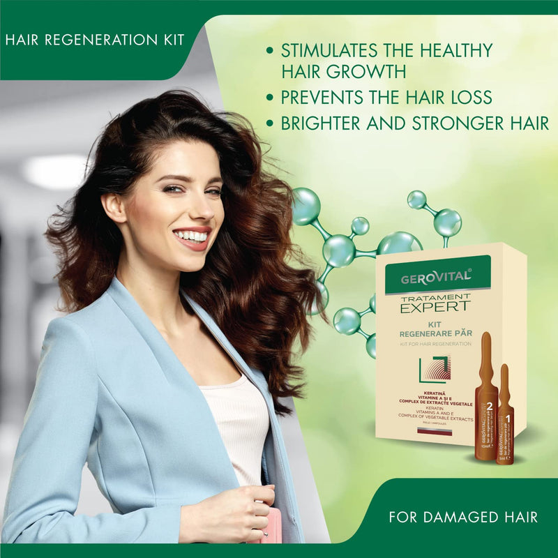 Serum Kit for Hair Regeneration, Stimulates the Hair Growth, Hidrates the Hair and Prevents Its Loss, Gerovital Tratament Expert - BeesActive Australia