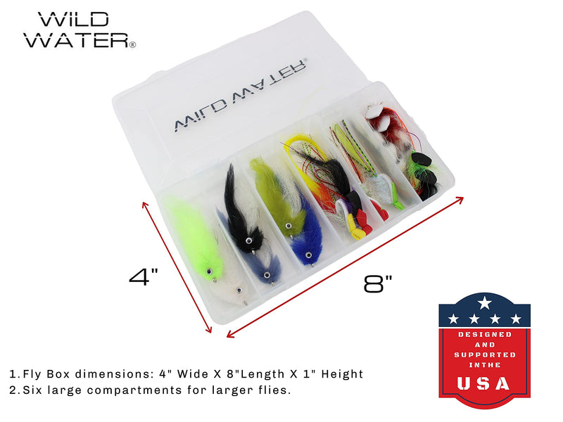 Wild Water Fly Fishing EP Top Water Baitfish Assortment, 12 Flies with Wild Water's 6 Section Fly Box - BeesActive Australia