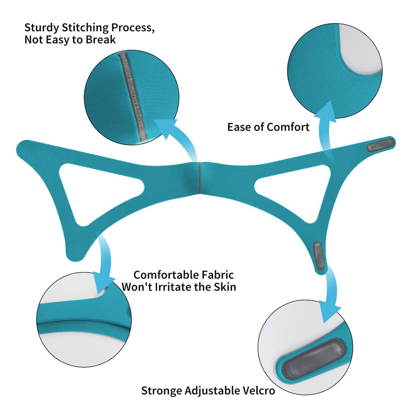 Babyfond Upgrade Anti Snore Chin Strap, Larger Jaw Support Belt for CPAP Users Prevent Snoring, Adjustable and Breathable Stop Snoring Sleep Aid for Men Women (Blue) Blue - BeesActive Australia