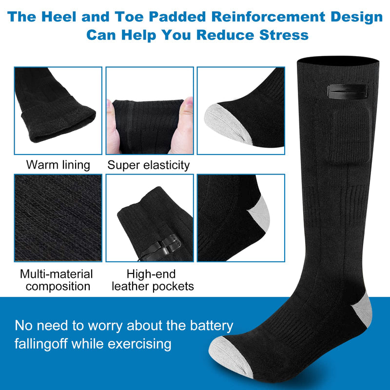 YLuBik Heated Socks, Rechargeable Electric Socks, 4200mAH Large Capacity Battery Powered, 3 Heat Settings, Heated Socks for Men Women for Hiking Camping Skiing Fishing Hunting - BeesActive Australia