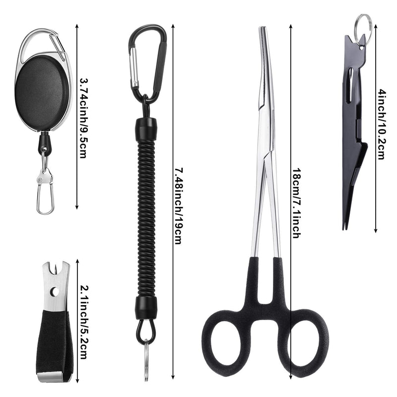 Skylety 8 Pieces Fly Fishing Tools Accessories Include 4 in 1 Fly Line Clipper Black Knot Tyer Fishing Line Nipper Fishing Hook Remover Forcep Retractors Keychains and Fishing Lanyard for Anglers - BeesActive Australia
