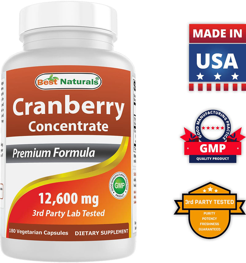 Best Naturals Cranberry 3X Strength, 12600 mg 180 Veggie Capsules (180 Count (Pack of 1)) 180 Count (Pack of 1) - BeesActive Australia