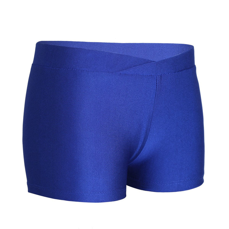 CHICTRY Kids Girls Polyester Boy Cut Low-Rise Gym Gymnastics Ballet Dance Sport Shorts with V-Front Blue 3-4 - BeesActive Australia