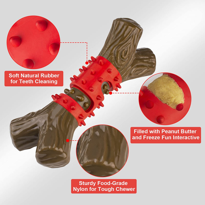 Tough Dog Toys Aggressive Chew Toys for Large Dogs, RANTOJOY Durable Dog Chew Toys for Medium Large Breed, Nylon Rubber Dog Teething Stick Toys Puppy Chewers Dogs Birthday Gift Christmas Beef B - BeesActive Australia