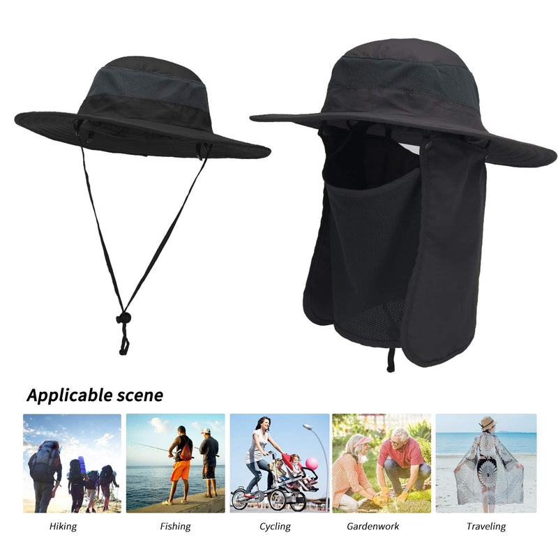 [AUSTRALIA] - ASY Outdoor Sun Hat UPF 50 Protection Waterproof Fishing Cap Face Cover Summer Neck Flap Hat D.grey 