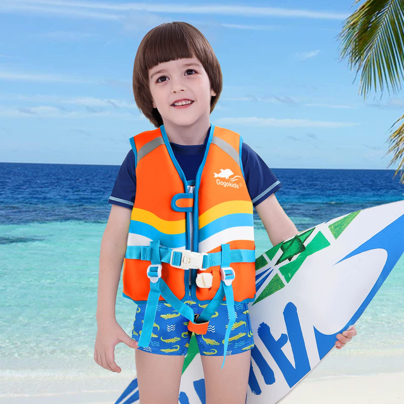 Kids Swim Vest Float Jacket for 29-48 lbs Toddler, Swimming Pool Aid Floats for 2-6 Years Boys and Girls,Children Swimwear with Emergency Whistle & Adjustable Safety Strap,Children Puddle As A Jumper A Orange S(2-3Years) - BeesActive Australia