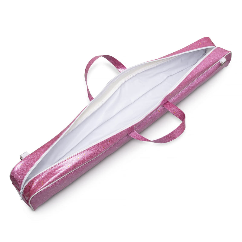 Cintrio Twirling Baton Bag with Shoulder Strap - Sparkle Glitter Light Pink Case for Majorette Marching Dance Batons - Complete with Rainbow Dance Ribbon Streamer - BeesActive Australia