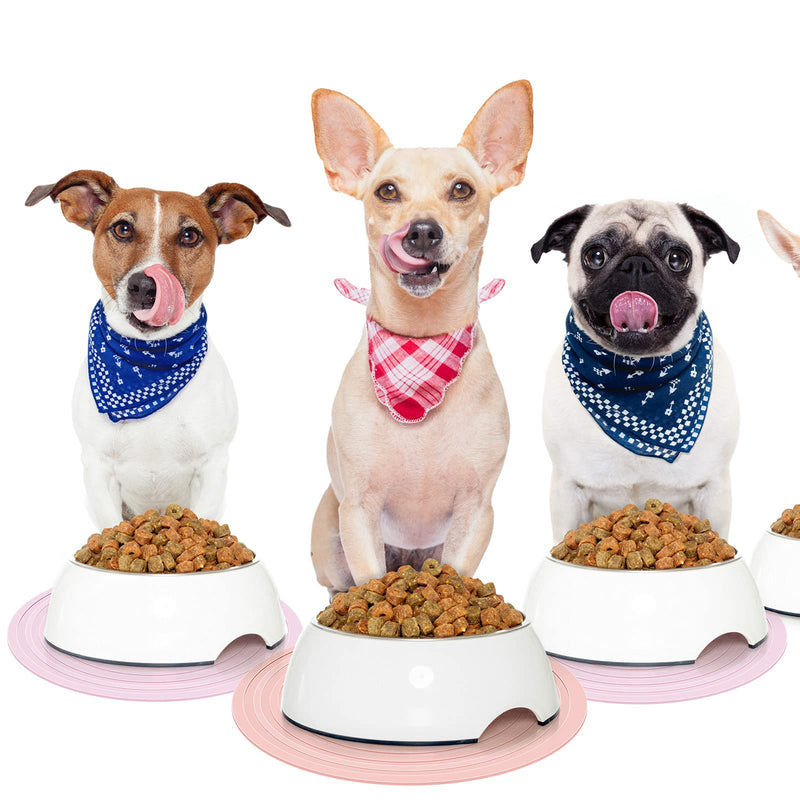 2 Pieces Silicone Pet Food Mat Pet Feeding Mat for Dog and Cat Food Bowl Placemat Preventing Food and Water Overflow Suitable for Medium and Small Pet, 9.5 x 9.5 Inch and 7.1 x 7.1 Inch Pink - BeesActive Australia