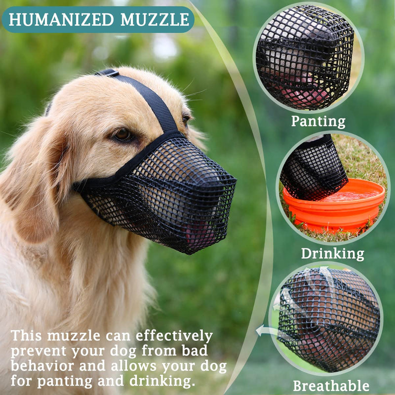 Dog Muzzle, Soft Mesh Covered Muzzles for Small Medium Large Dogs, Poisoned Bait Protection Muzzle with Adjustable Straps, Prevent Biting Chewing and Licking Black - BeesActive Australia