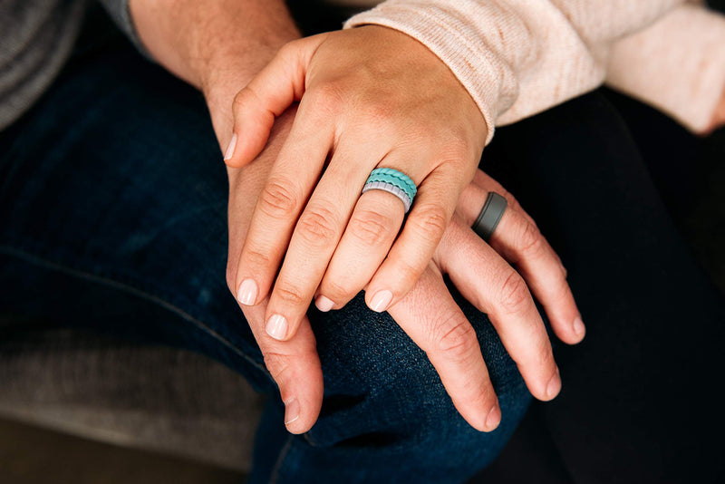 QALO Women's Silicone Wedding Ring Stackable Sets Jill 4 - BeesActive Australia