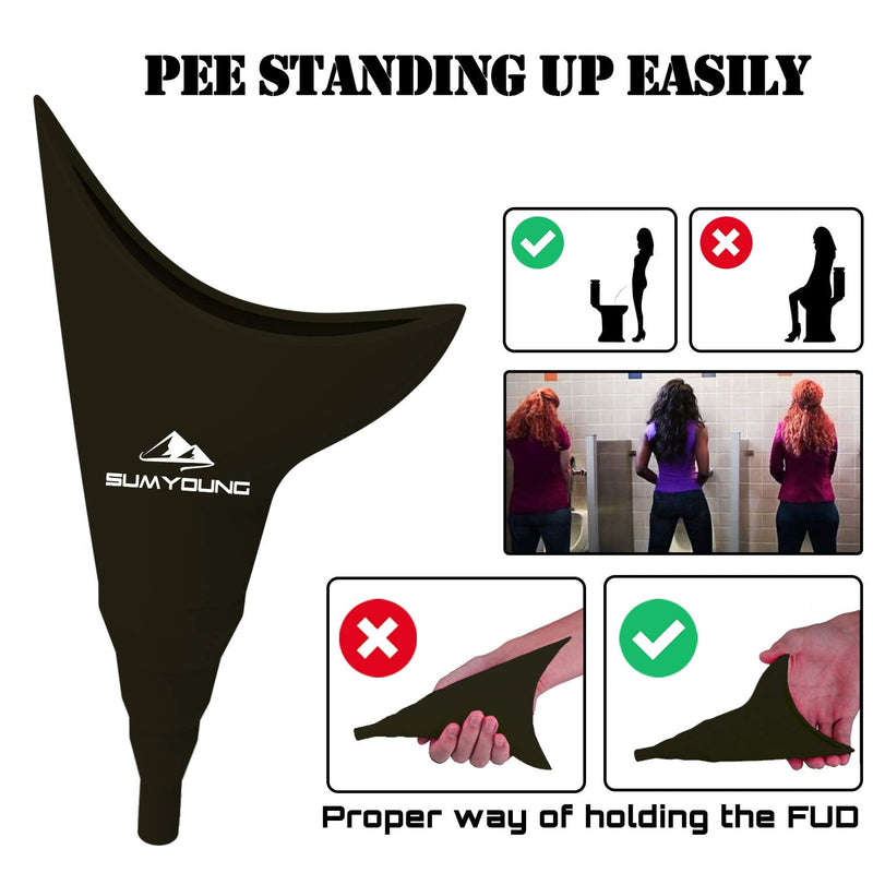 Female Urination Device,Reusable Silicone Female Urinal Portable Women Pee Funnel Urine Cup Allows Pee Standing Up,Compact Design for Car Travel Camping Hiking,with Drawstring Bag and Carabine Black - BeesActive Australia