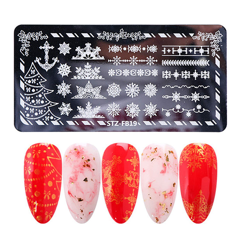 5 PCS Nail Stamping Plates+1 Stamper +1 Scraper Lace Space Star Butterfly Musical Notes Leaves Digital Love Heart Letters Snowflake Nail Stamp Plates Set Template Image Plate Nail Supplies Tool - BeesActive Australia