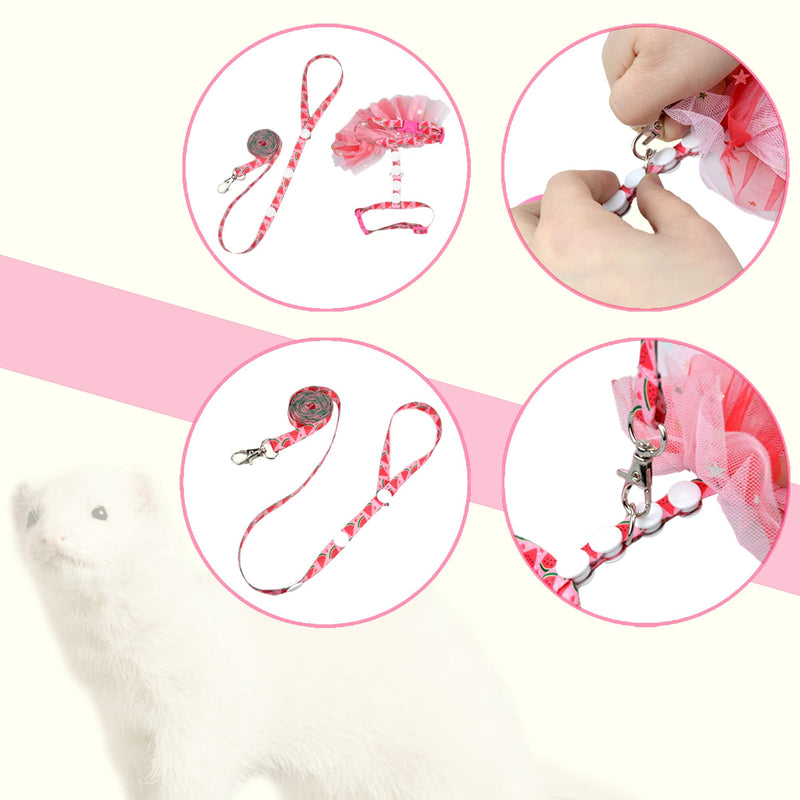 Ferret Harness and Leash Walking Vest Harness with Tutu Skirt Dress for Ferret Rat Hamster Small Pet Outdoor Vest - BeesActive Australia