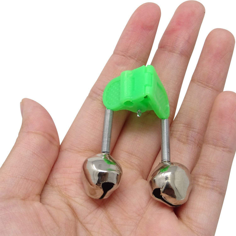 Wingsflying 10 Pcs Fishing Rod Extra Loud Alarm Dual Alert Bell Green Silver Tone - BeesActive Australia