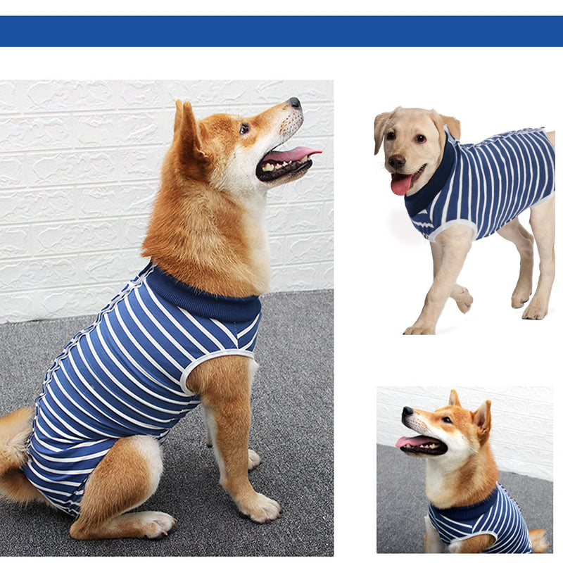 KAROKU Dog Recovery Suit Cats Bodysuits for Abdominal Wounds Recovery Shirt for Male Female Pet Surgical Snugly Suit After Surgery Anti-Licking Dog Onesies, Substitute E-Collar & Cone Medium Blue - BeesActive Australia