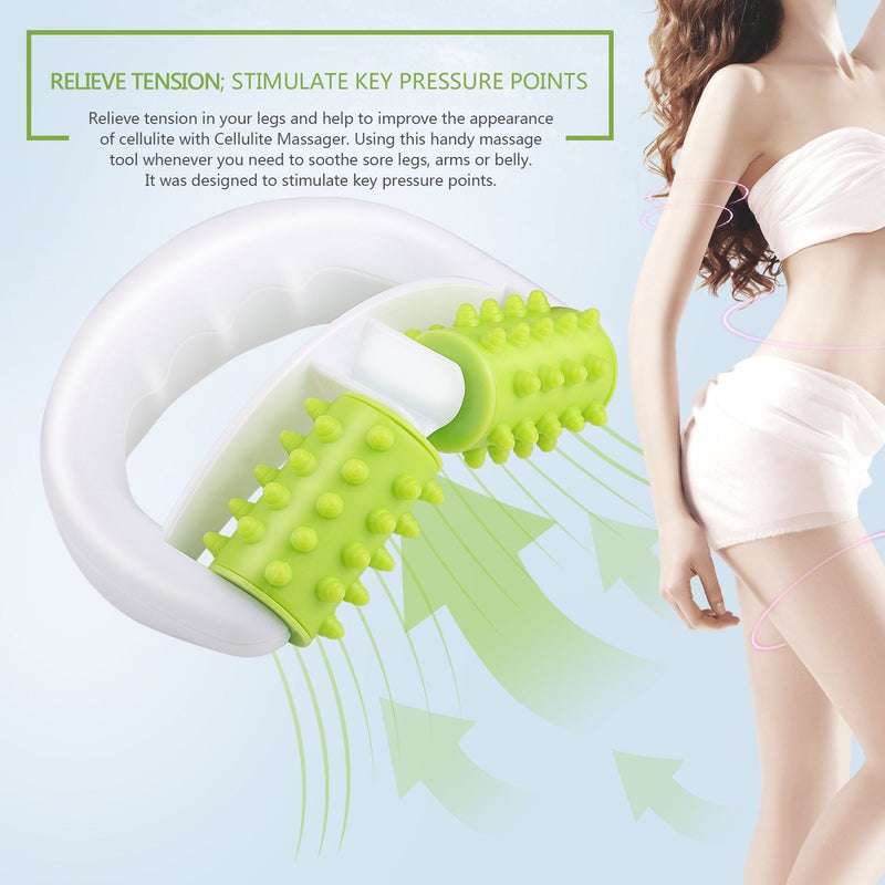 MURLIEN Cellulite Massager, Anti Cellulite Massage Roller for Muscle Soreness and Remove Cellulite, Body Roller Brush for Shoulder, Arms, Buttocks, Back, Abdomen, Legs and Calves � Green/White - BeesActive Australia