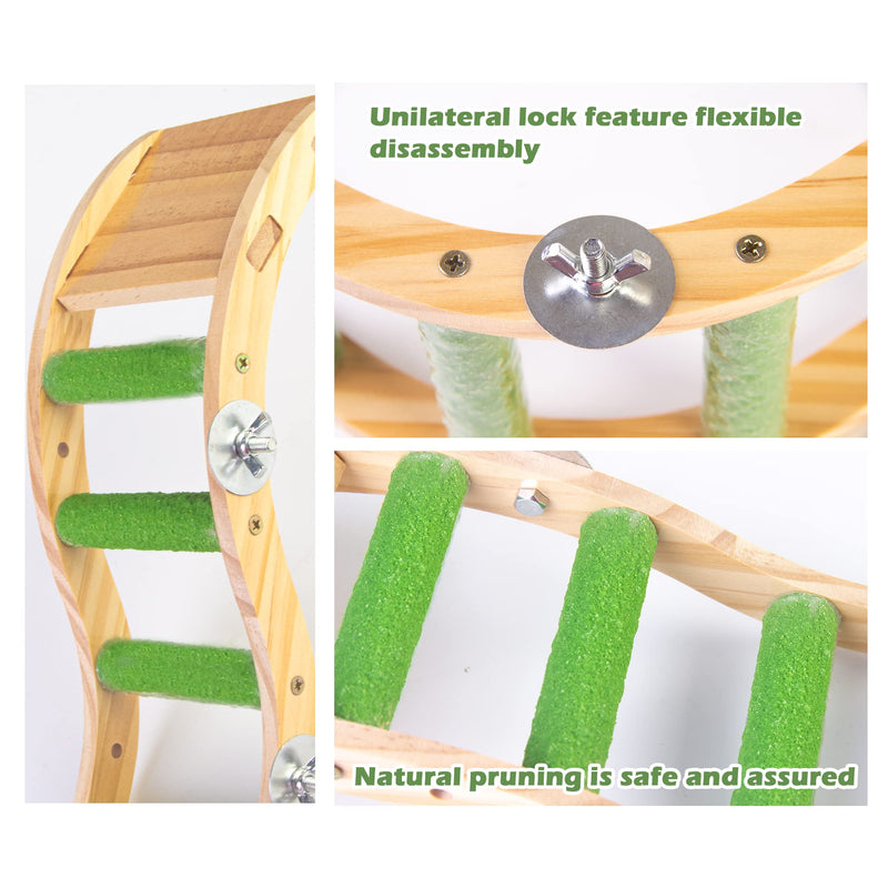Bird Wooden Ladder Toy, Wood Parrot Bird Perch Climbing Bridge, Easy Assembly Parakeet Toys Bird Cage Accessories for Parakeets, Parrots, Finches - BeesActive Australia