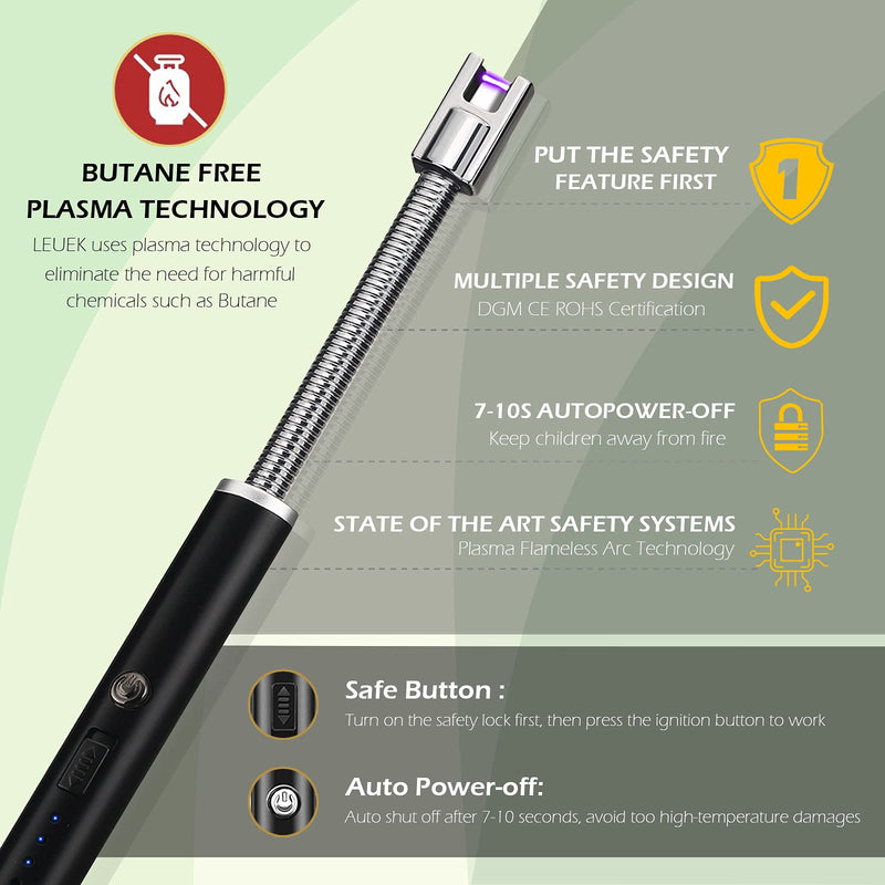 Candle Lighter, Upgraded USB Charging Arc Lighter with 360° Flexible Neck, Suitable Ignite Light Candles Gas Stoves Camping Cooking Barbecue Fireworks Flame Black - BeesActive Australia