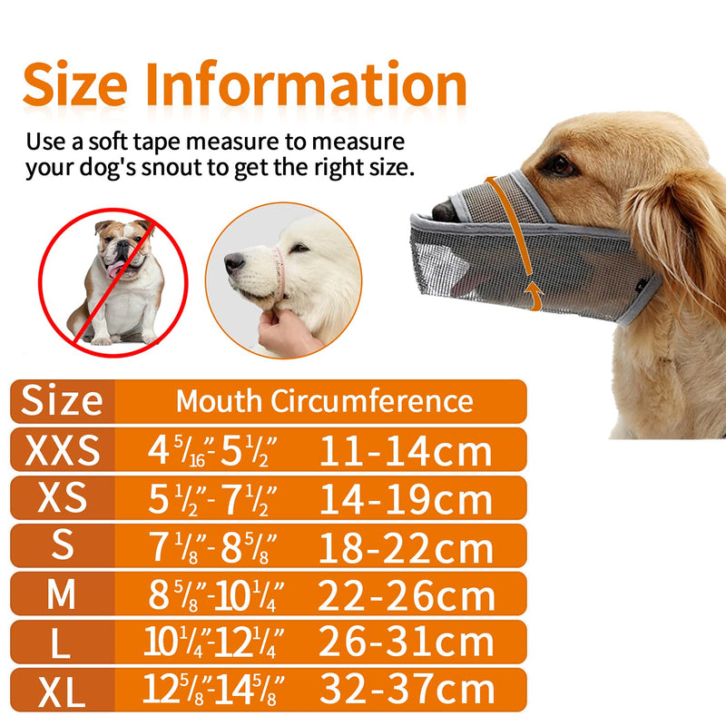 TANDD Dog Muzzle Soft Nylon Muzzle, Adjustable Breathable Mesh Dog Muzzle for Anti-Biting Anti-Barking Licking Medium Grey - BeesActive Australia