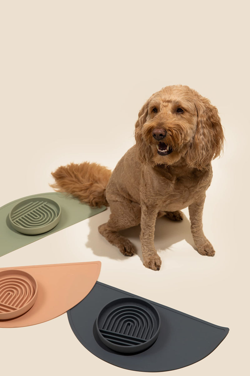 Silicone Pet Food Mat: Waterproof, Non-Slip, Raised Edges to Prevent Spills, Easy-to-Clean Flexible Tray for Dog Feeding and Water Bowls. Large, Cute, Modern Design. Blush - BeesActive Australia