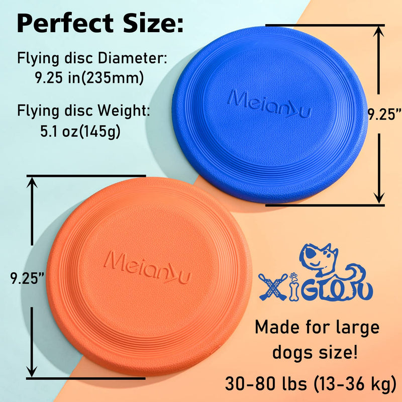 XIGOU Dog Flying Disc (2 Pack) - Durable Rubber Flying Disc Dog Toy - 9.25" Indestructible Rubber Dog Flying Disc - Puncture Resistant & Bite Resistant Extremely - for Medium Large Dogs - BeesActive Australia