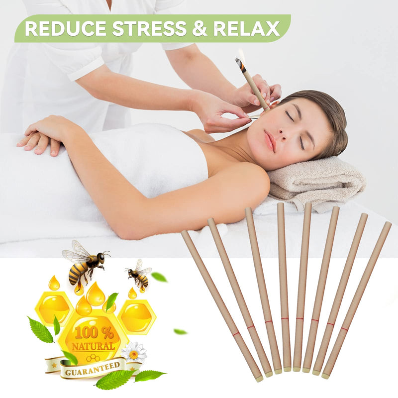 Natural Ear Candles 16 Pcs, Aucenix Beeswax Ear Wax Candles, Hopi Ear Candle with Protector Disks - BeesActive Australia