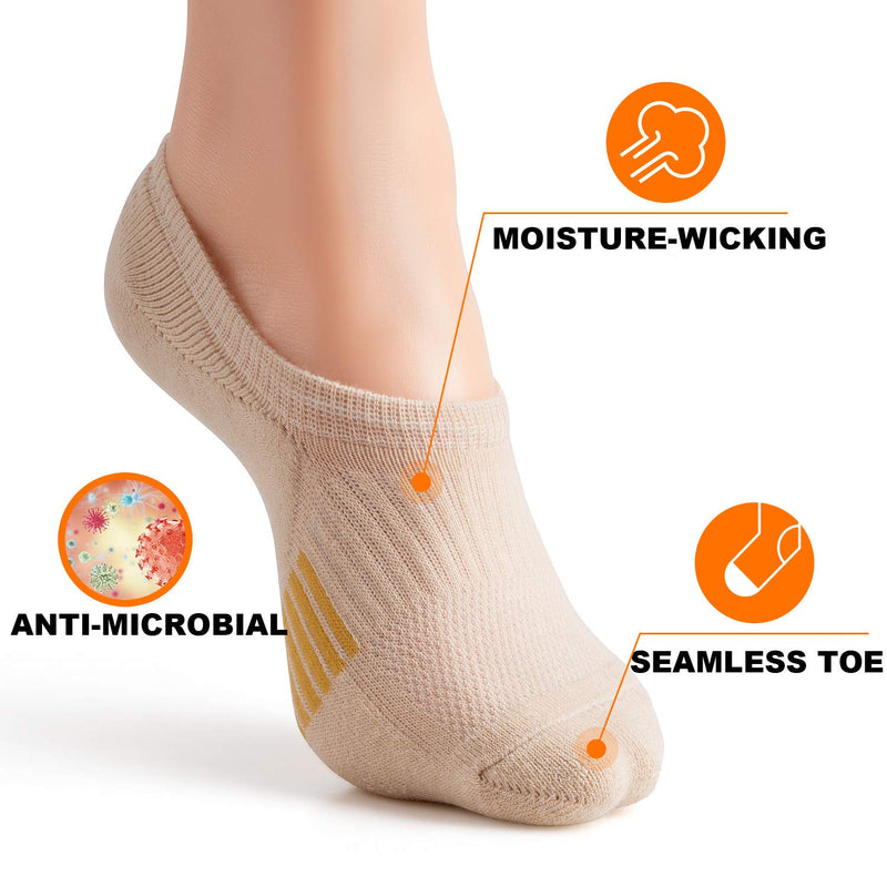 Gonii Womens No Show Socks Athletic Ankle Socks Cushioned Running Low Cut 5-8 Pairs Beige*2+black*2+gray*2+white2 - BeesActive Australia