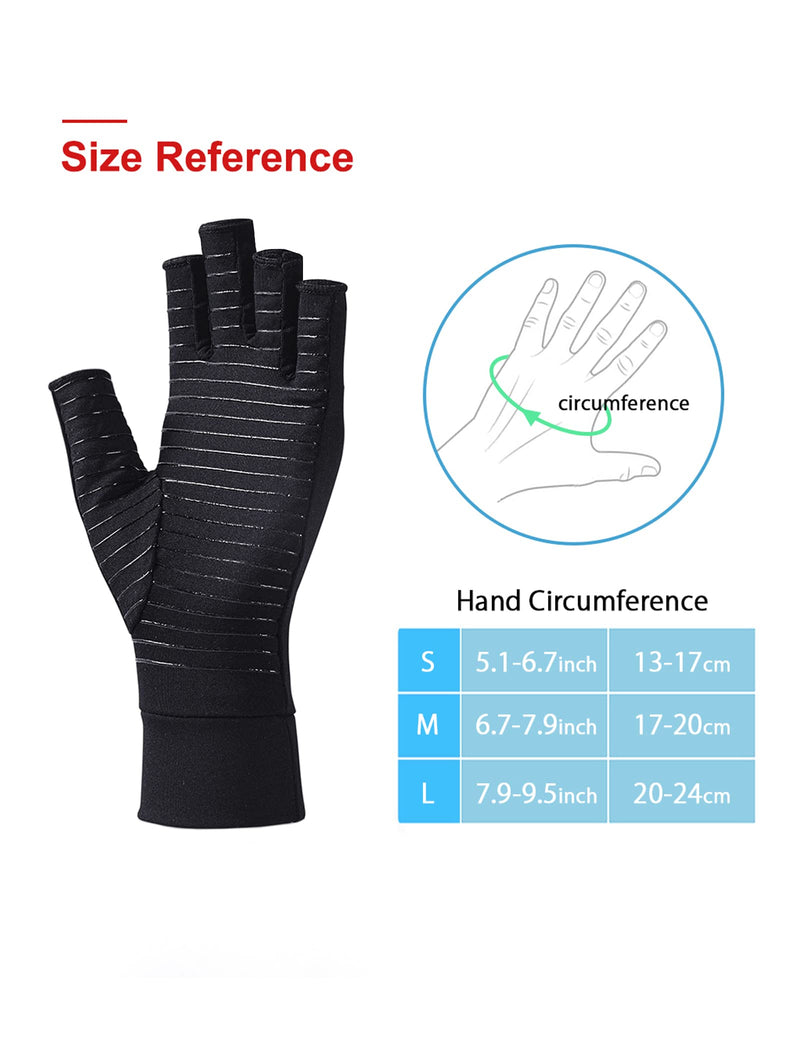 AovYoo 2 Pairs Copper Arthritis Compression Gloves Raynauds Gloves Rheumatoid Osteoarthritis Wrist Supports -Hand Pain Relief L - BeesActive Australia