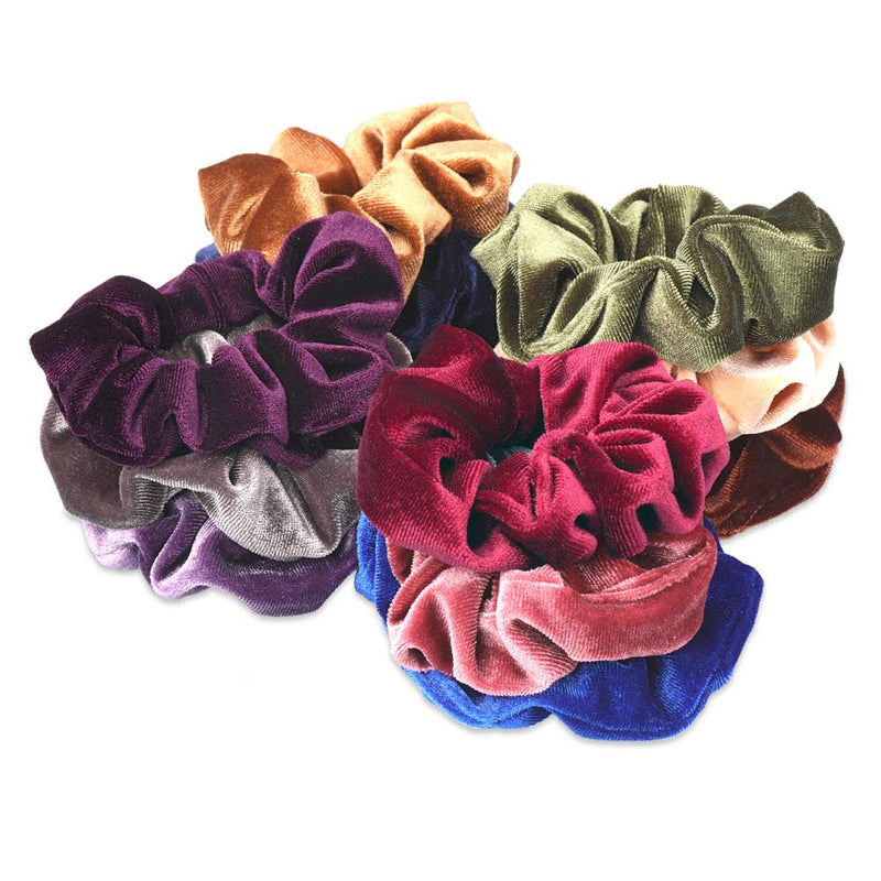 H&S Scrunchies Hair Bobbles Velvet 12pcs Hair Bands Elastic Hair Ties Hairbands Ponytail Holders Set for Women Girls Thick Hair - BeesActive Australia