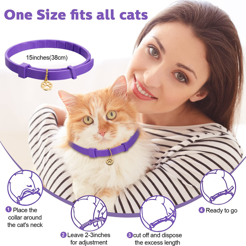2 Pieces Calming Cat Collar Lavender Scent Relaxing Cat Collar Adjustable Longlasting Reduce Anxiety Cat Collar with Pendant for Puppy Cat Reduce Stress Aggression and Anxious Behavior, up to 15 Inch - BeesActive Australia
