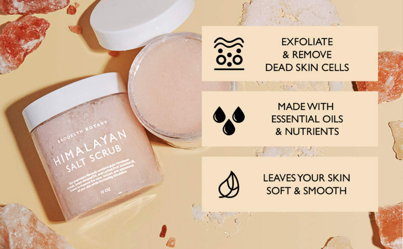 Brooklyn Botany Himalayan Body Scrub & Foot Scrub - 100% Natural Skin Exfoliator Clears Dead Skin - Moisturizing & Exfoliating Body Scrub With Sweet Almond Oil - Body Scrub For Women & Men - 10 oz 10 Ounce (Pack of 1) - BeesActive Australia