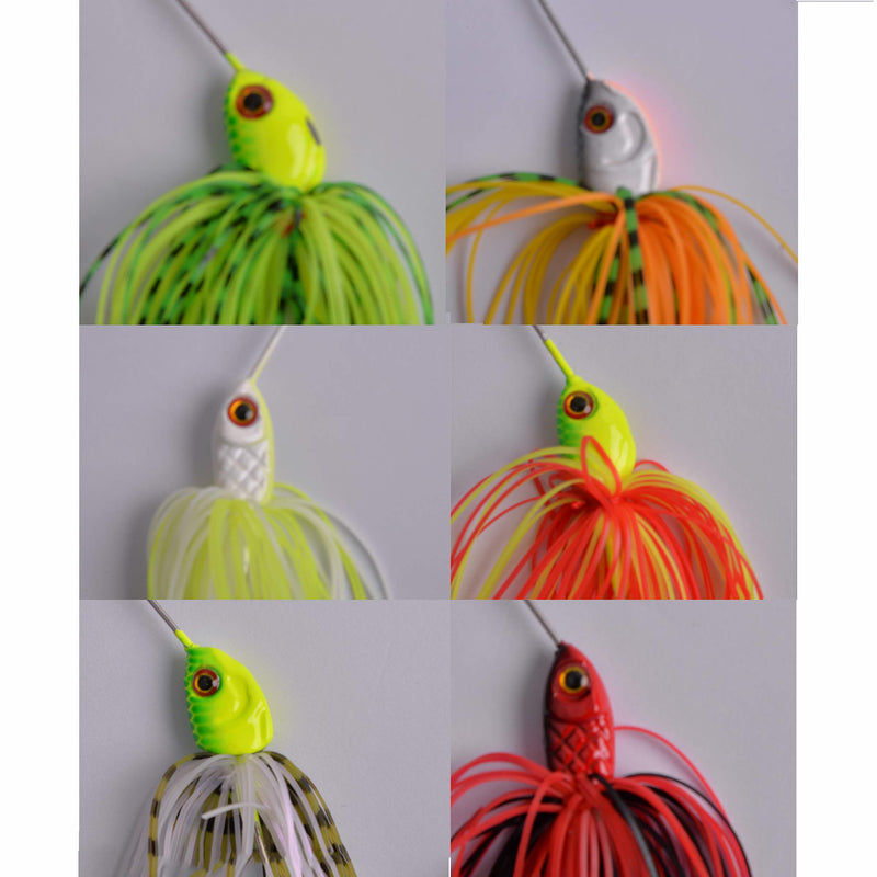 [AUSTRALIA] - Fishing Spinner Baits Kit - Hard Spinner Lures Multicolor Buzzbait Swimbaits Pike Bass 0.64oz 6pcs Spinner Baits 
