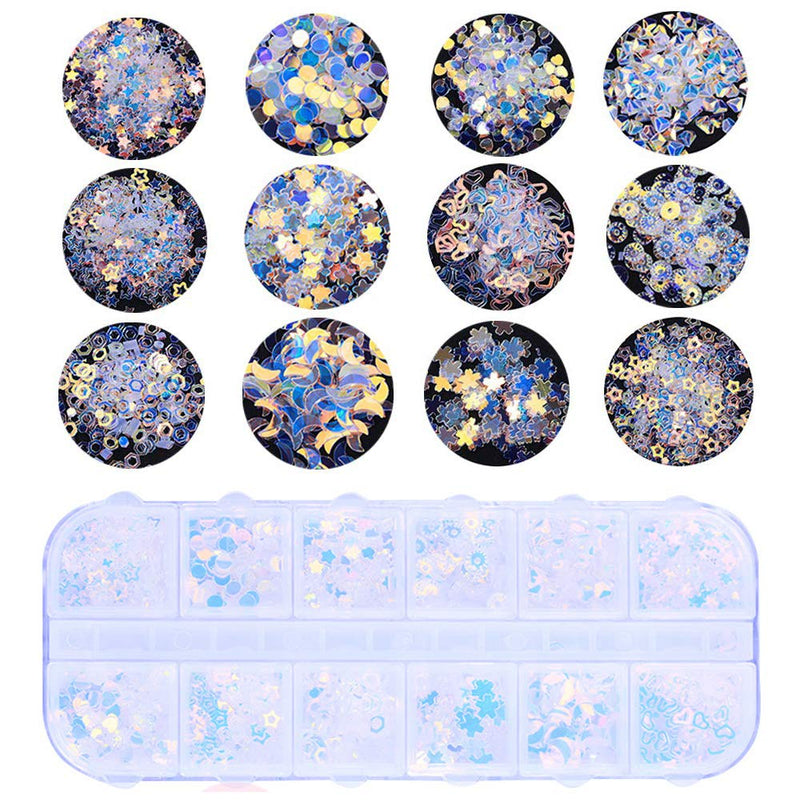 GOTONE 4 Boxes Nail Sequins, Ultra-Thin Iridescent Mermaid Flakes Star Paillette 3D Nail Art Manicure Make Up DIY Decoration for Face Body Cellphone Case Style1 - BeesActive Australia