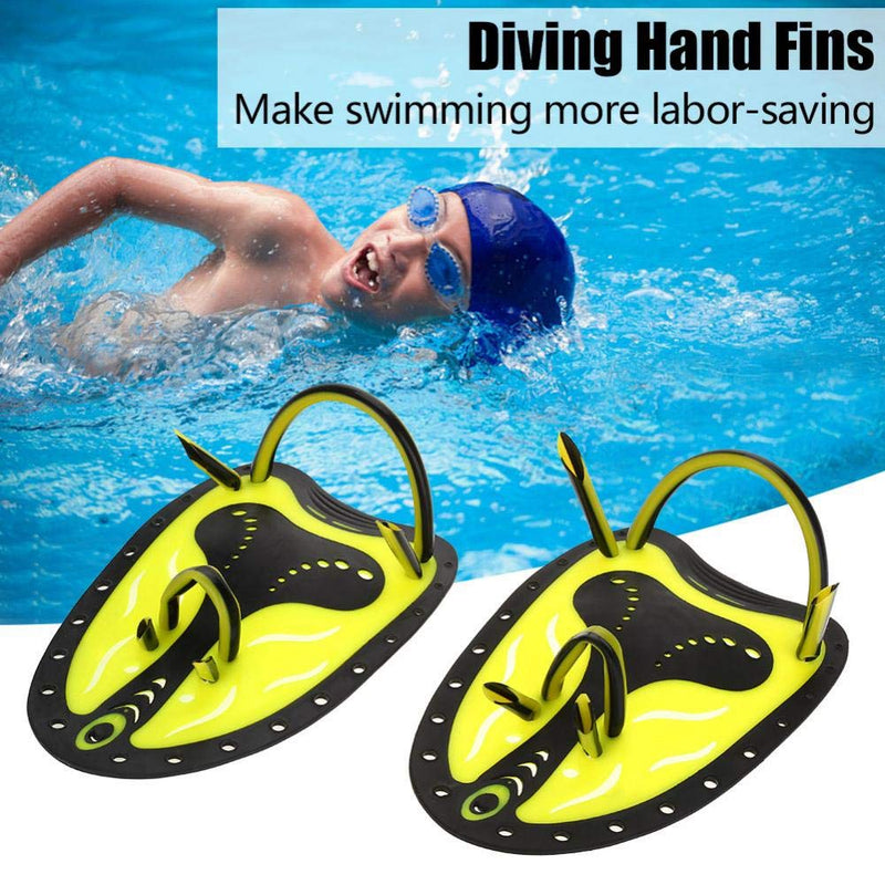 [AUSTRALIA] - SolUptanisu Hand Fins for Swimming Diving Paddles Adjustable Webbed Training Fin Scuba Equipment,1 Pair L-Yellow 