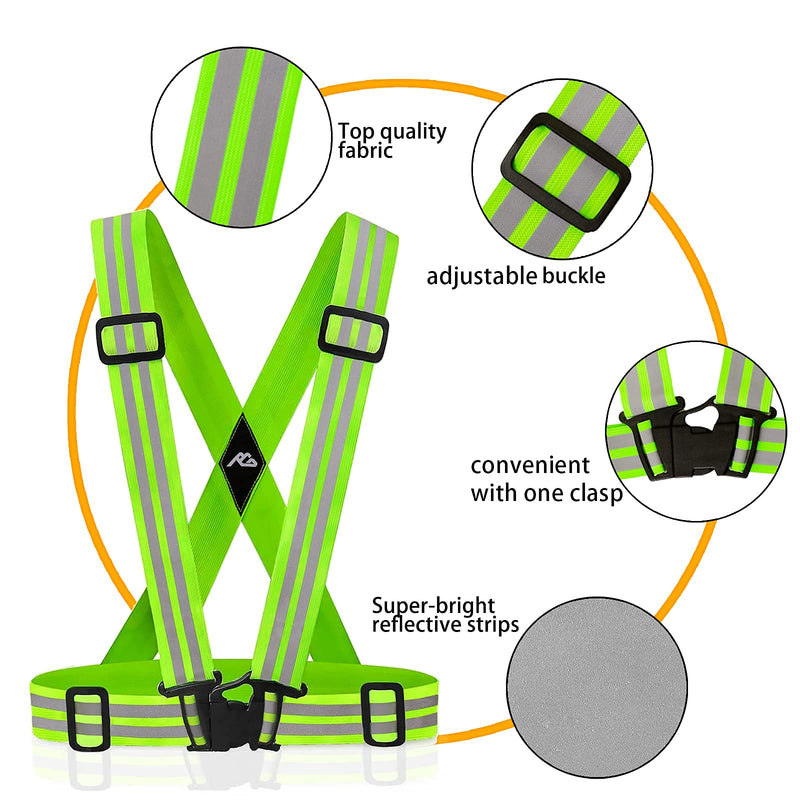 Oliumt Reflective Vest Running Gear 2 Pack,Reflective Running Vests Belt, Safety Running Vest for Night Running,Cycling Green Green - BeesActive Australia