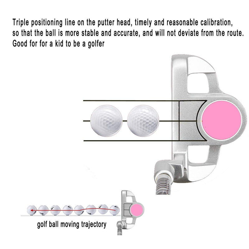 Junior Golf Putter Stainless Steel Kids Putter Right Handed 3 Sizes to Choose Freely for Kids Ages 3-5 6-8 9-12 Pink Head+Pink Grip 27inch,Age 6-8 - BeesActive Australia