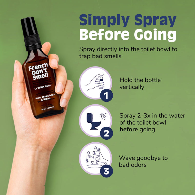 Set of 2 Toilet Spray for Poop (1.69oz + 0.34oz) – Woodsy Scent – Made in France (Home + Travel Pack), Bathroom Odor Eliminator, Poo Spray, Toilet Spray For Daily Use – French Don’t Smell Woodsy (fern, tonka beans & lichen) 2 Piece Assortment - BeesActive Australia