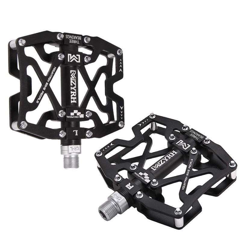 MZYRH Mountain Bike Pedals, Ultra Strong Colorful CNC Machined 9/16" Cycling Sealed 3 Bearing Pedals Black 3 Bearings - BeesActive Australia