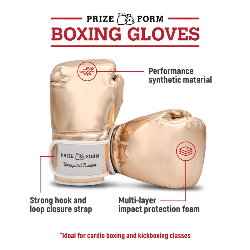 PRIZE FORM Womens Boxing Gloves - Rose Gold Boxing Gloves for Women in Vegan Leather, for use with Heavy Bag, Punching Bag, Boxing Equipment, 12 oz, 14 oz and 16 oz Sizes Small - BeesActive Australia