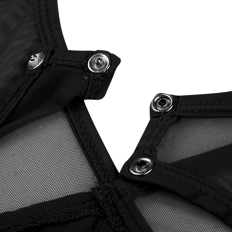 [AUSTRALIA] - inhzoy Women's 2 Pcs Sheer Mesh Asymmetrical Contemporary Dancewear Crop Tops with Short Skirt Set Black Small 