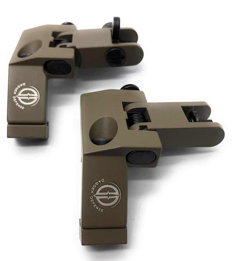 Dagger Defense Veteran Owned Company-Fiber Optic BUIS, Back Up Canted Iron Sights, Spring Loaded Deployment